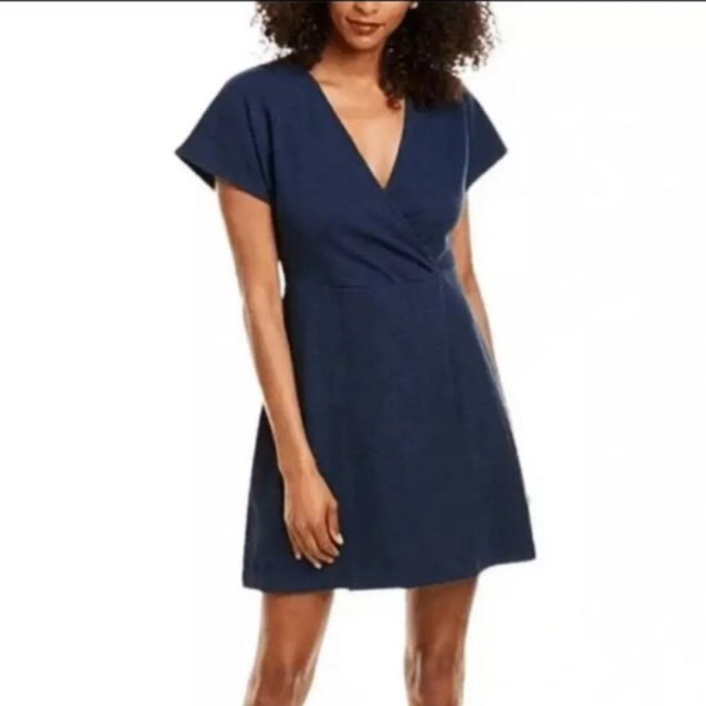 Madewell Faux Wrap Navy Dress - Xl